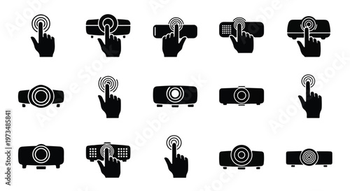 Black and white projector icons.