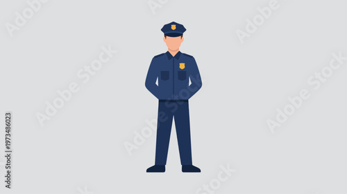 Illustration of a police officer standing.