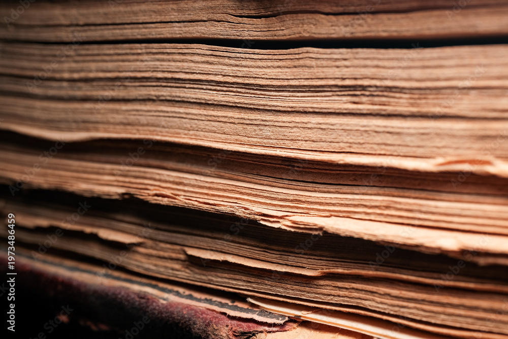 Fototapeta premium Textured stack of aged paper edges