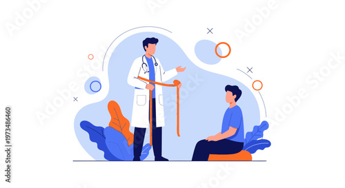 Doctor measuring patient's waist for weight loss and health checkup