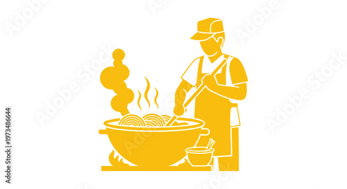 Man cooking in a pot.