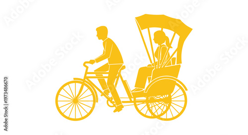 Yellow Bicycle Rickshaw Silhouette.