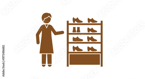 Woman Choosing Shoes Online Store.