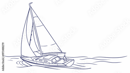 Serene sailboat gliding across calm blue waters under a clear sky