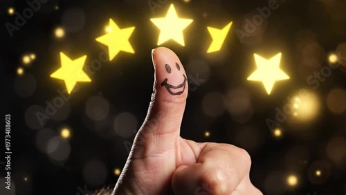 Wallpaper Mural Thumb with Smiley Face Giving Thumbs Up with Glowing Stars Background drawn image Torontodigital.ca