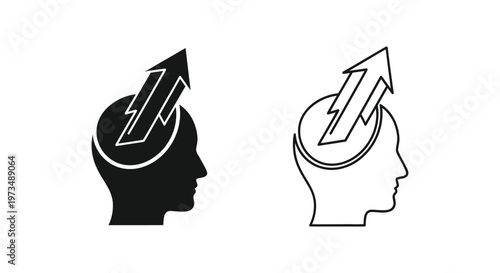 Innovation Ideas Lightning Bolt Arrow Heads Silhouette Vector
