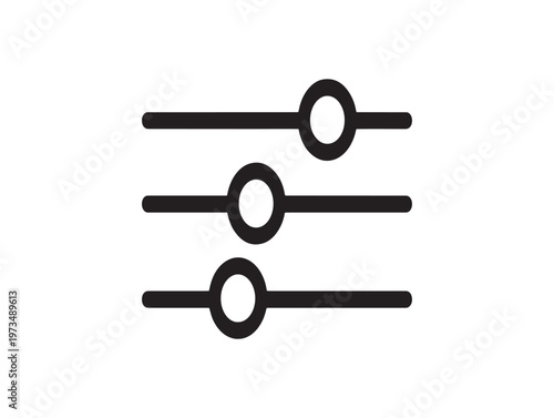 Black and white slider icon set adjusting settings and control options