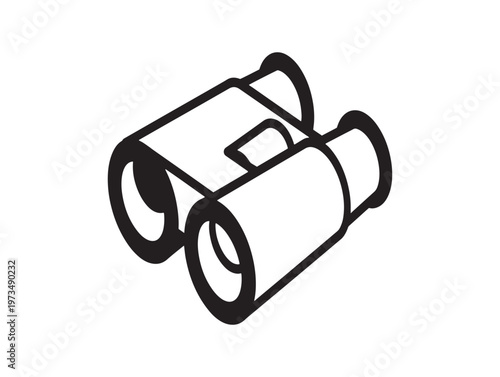 Simple black and white line drawing of classic binoculars ideal for illustration