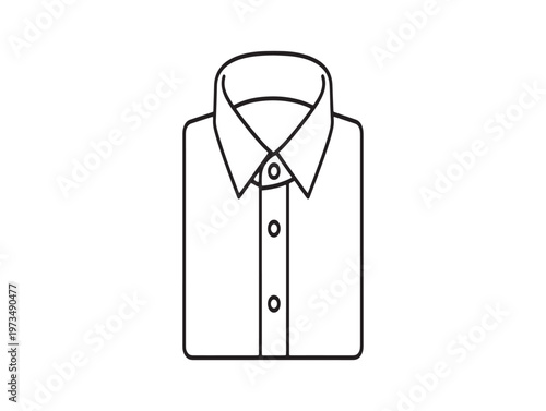 Simple black and white line drawing of a classic men's dress shirt front view