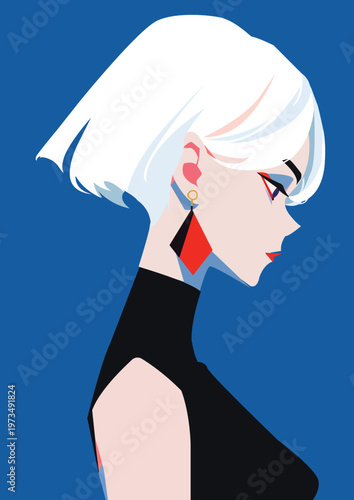 Stylish Minimal Side Profile Female Illustration