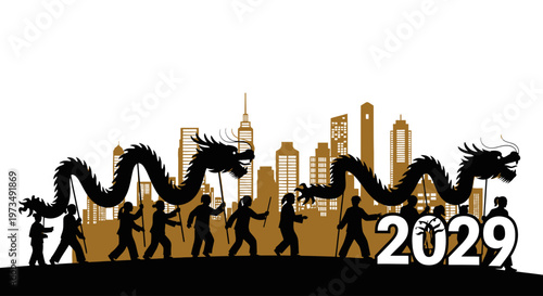 Protesters Marching in City Skyline Vector Illustration at Night