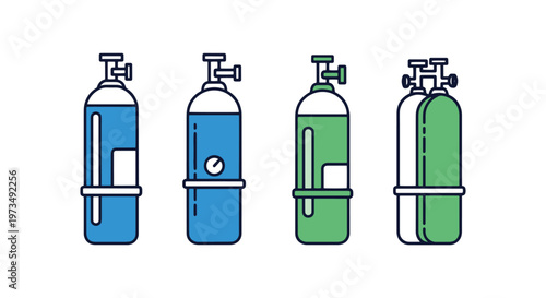 Oxygen Cylinder Line art creative clean illustration vector