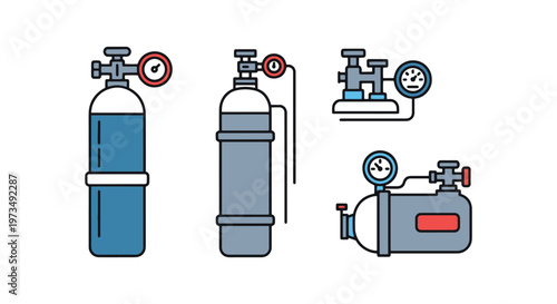Oxygen Cylinder Line art creative colorful shapes vector