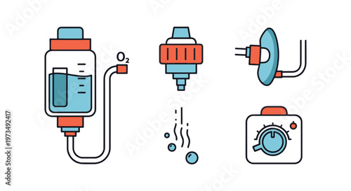 Oxygen Humidifier Line art clean abstract simple shapes