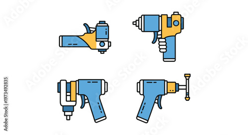 Pneumatic Riveter Line art clean abstract design illustration