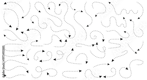 Fotografía Large collection of hand drawn curve dotted line arrow set