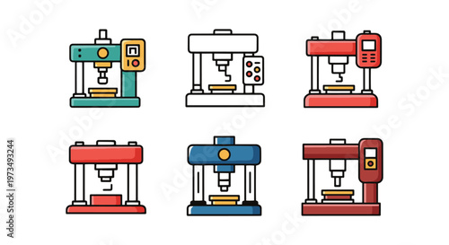Pneumatic Press Line art minimal clean shapes vector