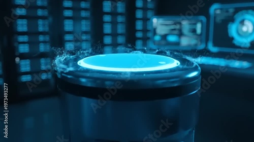 Futuristic Laboratory Equipment with Neon Lights.