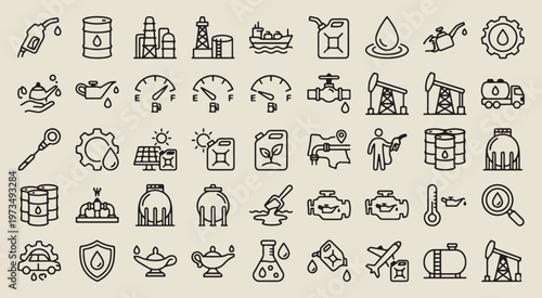 industrial fuel factory engineering, oil and gas production icons, manufacturing plant line art, mechanical engineering supply graphics, hand drawn energy infrastructure elements, sketchy chemical ind