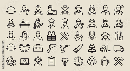 professional career job occupations, hand drawn workforce illustrations, creative diverse worker graphics, decorative employee identity elements, sketchy labor and service symbols, organic vocational 