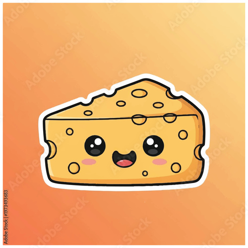 Cartoon cheese smiling happy face.
