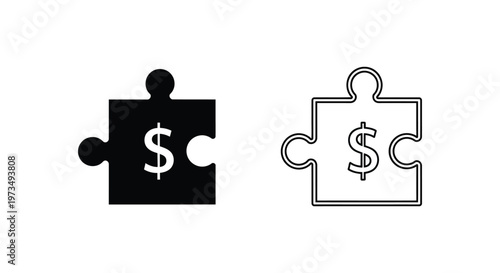 Financial puzzle pieces with dollar sign, business concept Vector