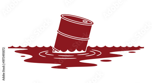 Oil barrel pollution Line art clean simple shapes illustration