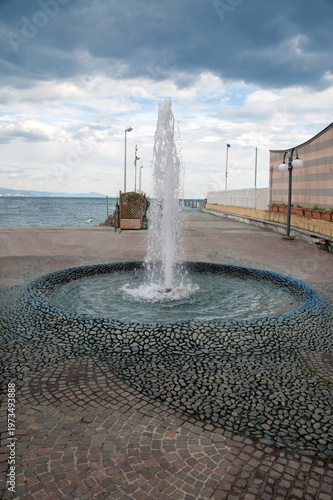 Fountain on the Lungomare di Arenzano promenade in Arenzano, Italy