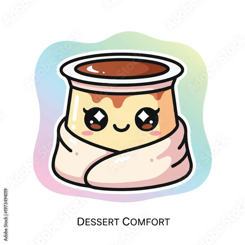 Cute cartoon dessert smiling face.