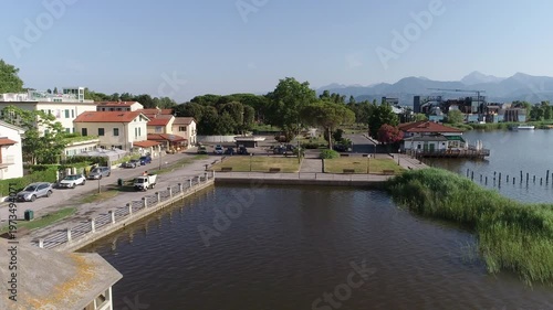 Wallpaper Mural Aerial view of Torre del Lago Puccini on Lake Massaciuccoli, Viareggio, Province of Lucca, Tuscany, Italy Torontodigital.ca