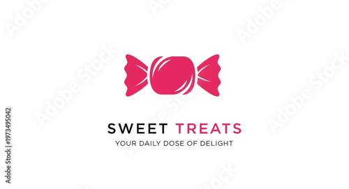 Sweet Treats Logo Featuring a Pink Candy Illustration.