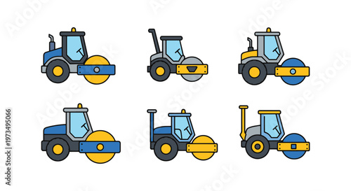 Roller Compactor Line art creative abstract modern illustration