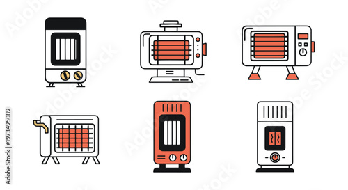Oil Heater Line art vector creative colorful shapes