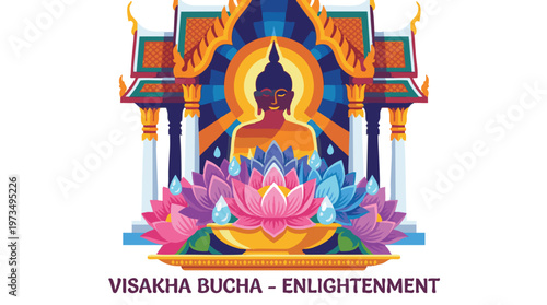 Lotus Flower Offering at Temple for Visakha Bucha Theme