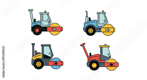 Roller Compactor Line art creative clean abstract vector