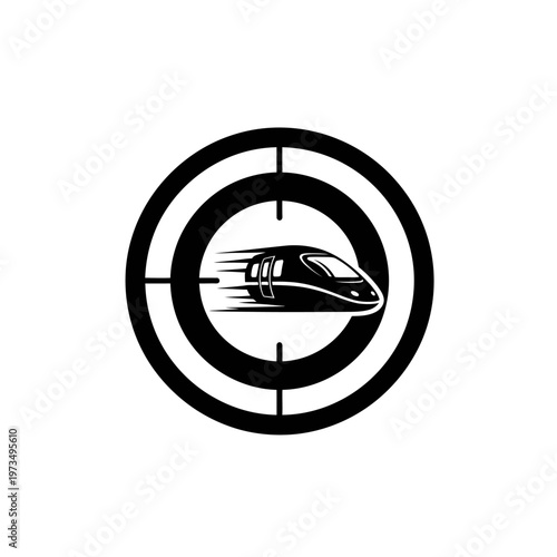High-Speed Train in Crosshairs - Precision Transportation Icon.