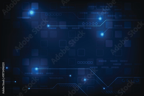 Vector hi tech line circuit technology with square shape geometric futuristic background.