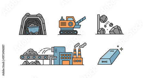 Ore Processing Line art vector abstract pattern design