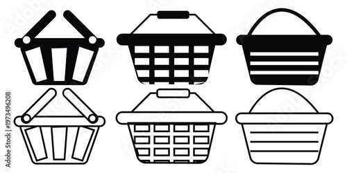 Shopping busket icon in black style isolated on white background vector illustration eps 10.
