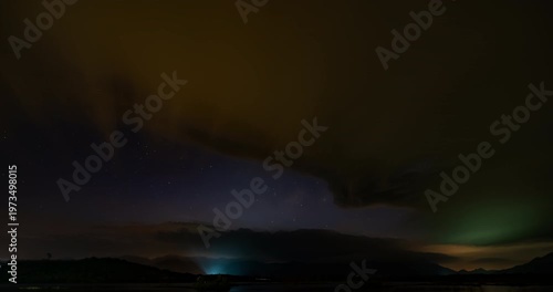 Time lapse of milky way galaxy,Amazing night sky background	