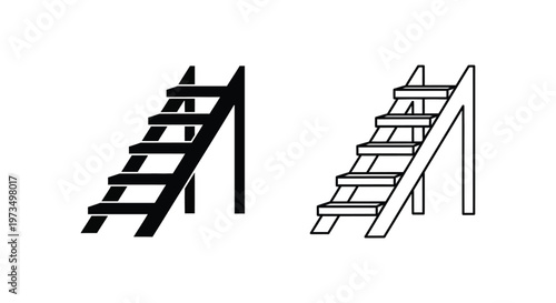Ladder Staircase Steps Icon Set Vector