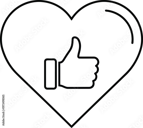 Heart with thumbs up a symbol of love and approval