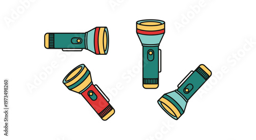 Rechargeable flashlight Line creative colorful pattern vector