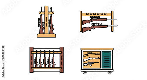 Rifle storage rack Line art clean abstract shape vector