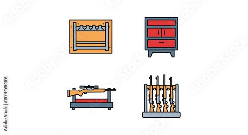 Rifle storage rack Line art simple modern abstract vector