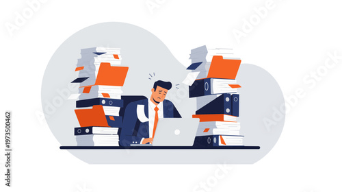 Two men moving boxes and office equipment in a workspace environment