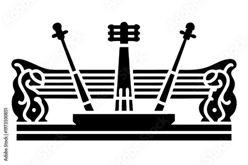 erhu instrument silhouette illustration for traditional chinese music performance and acoustic design