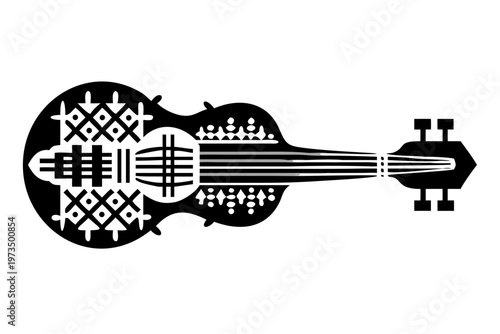 hardanger fiddle instrument silhouette illustration for norwegian folk music traditional performance and acoustic design