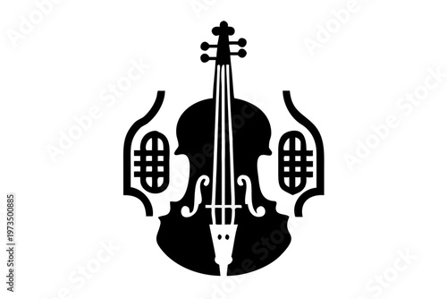 double bass instrument silhouette illustration for classical jazz orchestra performance and acoustic design
