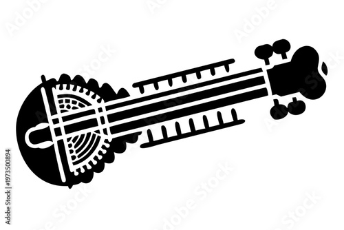 rebab instrument silhouette illustration for traditional music cultural heritage and acoustic design